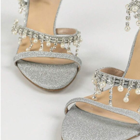 SHEIN High-Heeled Sandals With Rhinestone Décor. Wrap Around (Size 7) - Picture 7 of 11